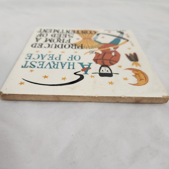 Vintage Harvest Peace Produce Seed Contentment Tile Trivet - Picture 8 of 10